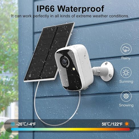 Solar Camera Outdoor Wireless, 4MP WiFi Battery Powered Security Camera with PIR Motion Detection, Floodlight Color Night Vision, 2-Way Audio, Work with Alexa in Saudi Arabia