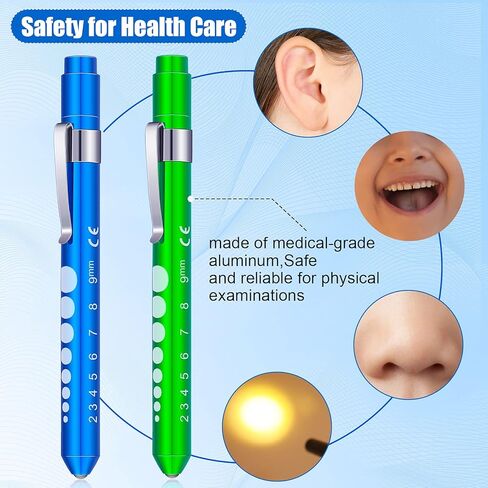 Penlight for Nurse Pen Light Led Reusable Pen Light with Pupil Gauge Nurses Pin Light for Torch Medical Students Doctors Daily Use with Pocket Clip Nurse and Doctor Gifts(6 Pieces,Basic Colors) in Kuwait