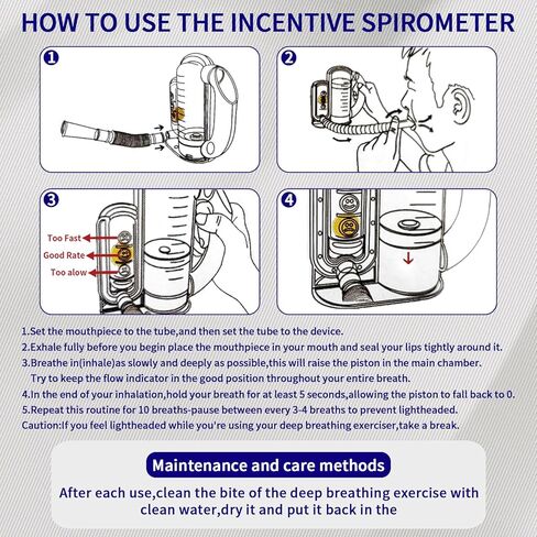 Incentive Spirometer Breathing Exercise Device for Lungs, Deep Breathing Trainer for Adults - 5000ml Volume Measurement with Flow Rate Indicator in Saudi Arabia