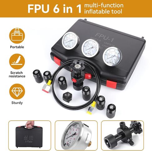 Hydraulic Pressure Test Kit, 600bar /10000psi / 60Mpa 5 Gauges 13 Test Couplings 14 Tee Connectors 5 Test Hoses, Hydraulic Test Gauge kit for Excavator Construction Machinery (5 Gauges) in Kuwait