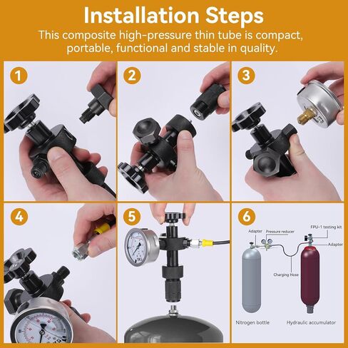 Hydraulic Pressure Test Kit, 600bar /10000psi / 60Mpa 5 Gauges 13 Test Couplings 14 Tee Connectors 5 Test Hoses, Hydraulic Test Gauge kit for Excavator Construction Machinery (5 Gauges) in Kuwait