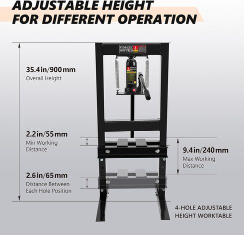 12 Ton Hydraulic Press, H-Frame Garage Floor Shop Press with Built-in Relief Valve to Bend, Straighten, Or Press Parts, Install Bearings & U-Joints in Saudi Arabia