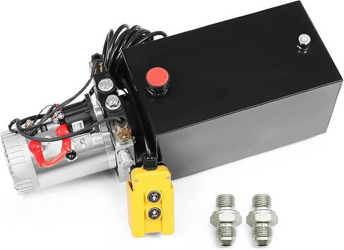 12V DC Hydraulic Power Device 8 Quart/ 10 Quart/ 13 Quart Hydraulic Dump Trailer Pump for Lifting and Lowering Dump Trailer Trucks Single/Double Acting (8 Quart Double) in Saudi Arabia