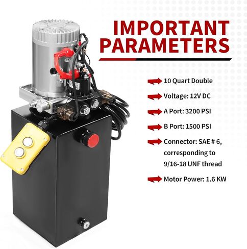 12V DC Hydraulic Power Device 8 Quart/ 10 Quart/ 13 Quart Hydraulic Dump Trailer Pump for Lifting and Lowering Dump Trailer Trucks Single/Double Acting (8 Quart Double) in Saudi Arabia