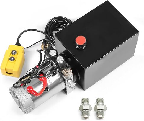 12V DC Hydraulic Power Device 8 Quart/ 10 Quart/ 13 Quart Hydraulic Dump Trailer Pump for Lifting and Lowering Dump Trailer Trucks Single/Double Acting (8 Quart Double) in Saudi Arabia