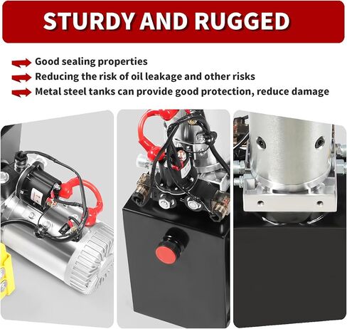 12V DC Hydraulic Power Device 8 Quart/ 10 Quart/ 13 Quart Hydraulic Dump Trailer Pump for Lifting and Lowering Dump Trailer Trucks Single/Double Acting (8 Quart Double) in Saudi Arabia