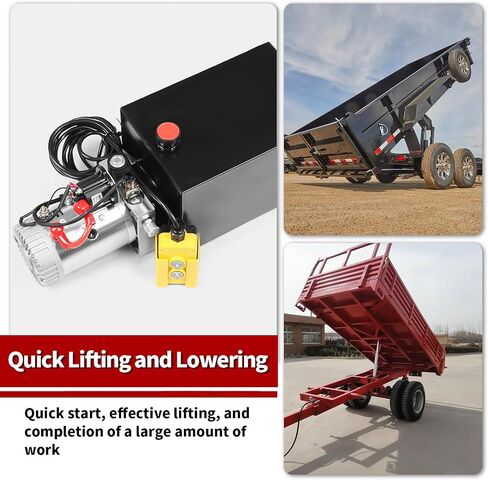 12V DC Hydraulic Power Device 8 Quart/ 10 Quart/ 13 Quart Hydraulic Dump Trailer Pump for Lifting and Lowering Dump Trailer Trucks Single/Double Acting (8 Quart Double) in Saudi Arabia