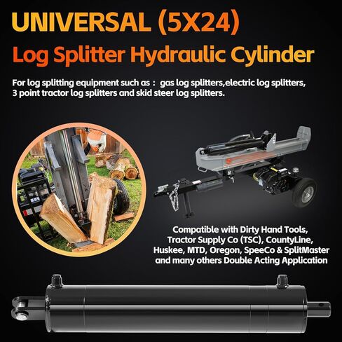 أسطوانة هيدروليكية مقاس 5 × 24 بوصة، أسطوانة مقسم السجل، 3500 رطل لكل بوصة مربعة، أسطوانة هيدروليكية عالمية بتجويف 5 بوصة شوط 24 بوصة، أسطوانة هيدروليكية شديدة التحمل 5 × 24 in Kuwait