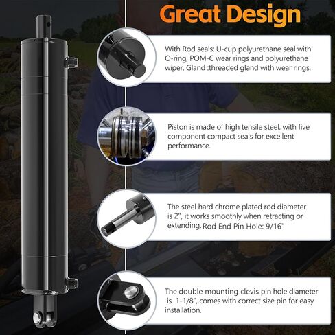 أسطوانة هيدروليكية مقاس 5 × 24 بوصة، أسطوانة مقسم السجل، 3500 رطل لكل بوصة مربعة، أسطوانة هيدروليكية عالمية بتجويف 5 بوصة شوط 24 بوصة، أسطوانة هيدروليكية شديدة التحمل 5 × 24 in Kuwait