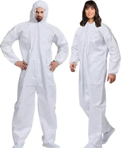Hazmat Suits Disposable | 8 Size Options | With Hood - Heavy Duty Disposable & Breathable Coverall, PPE Suit in Kuwait
