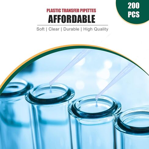 moveland 200PCS 3ml Disposable Plastic Transfer Pipettes, Calibrated Dropper Suitable for Science Laboratory, DIY Art in Kuwait