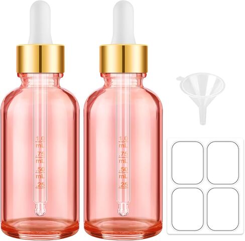 Bumobum Dropper Bottle 1 oz, 2 pack Amber Glass Eye Dropper Bottles with Labels and Funnel, Tincture Bottle with Measured Dropper - Leakproof Essential Oils Bottles for Health, Personal Care & Beauty in Kuwait