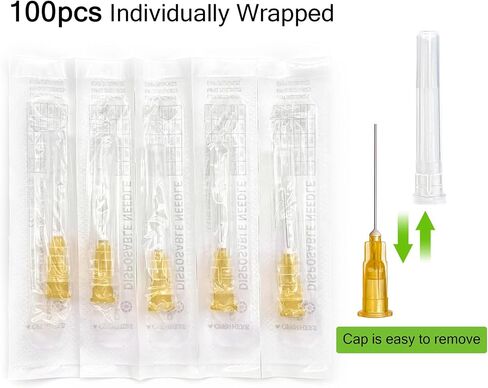 100Pack 25Ga 1 inch (25mm) Needles Luer Lock Lab Dispensing Accessories for Measuring,Refilling Inks in Saudi Arabia