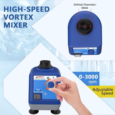 FOUR E'S SCIENTIFIC Laboratory Vortex Mixer Various Speed 0-3000rpm, Touch & Continuous Function - Vortex Shaker Mixer Test Tubes Acrylic Paints Ink in Kuwait