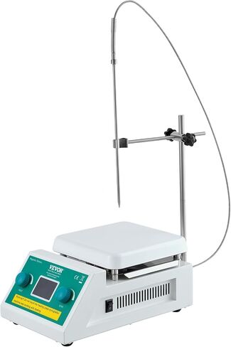 VEVOR Magnetic Mixer with Heating Plate, Up to 572°F/300°C, Speed Range 0-2000 RPM, 2L Capacity, Includes LED Display, Support Stand, and Stirring Bars, 500W in Saudi Arabia