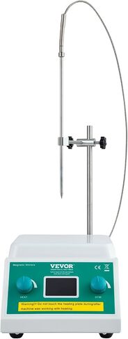 VEVOR Magnetic Mixer with Heating Plate, Up to 572°F/300°C, Speed Range 0-2000 RPM, 2L Capacity, Includes LED Display, Support Stand, and Stirring Bars, 500W in Saudi Arabia