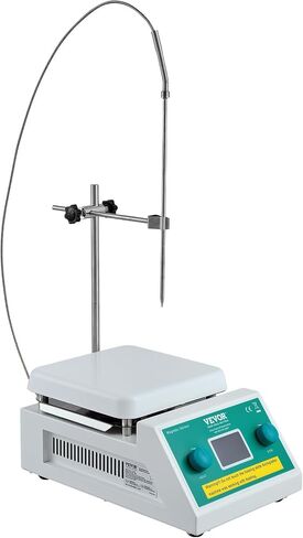 VEVOR Magnetic Mixer with Heating Plate, Up to 572°F/300°C, Speed Range 0-2000 RPM, 2L Capacity, Includes LED Display, Support Stand, and Stirring Bars, 500W in Saudi Arabia
