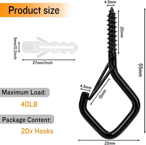 10PCS Ceiling Hooks for Hanging Lights Wall Hooks for Hanging Heavy Duty Screw Hooks White Plant Hooks Eye Hooks Cup Hooks Screw-in Hooks Siding Hooks Metal Hooks Garage Hooks Christmas Light Clips in Saudi Arabia