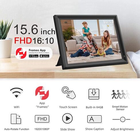 32GB 10.1 Inch WiFi Digital Picture Frame with 1280x800 HD IPS Touch Screen, Send Photo or Videos via App or Email,Support USB Drive/SD Card Extend Storage,Auto-Rotate,Wall Mountable in Saudi Arabia