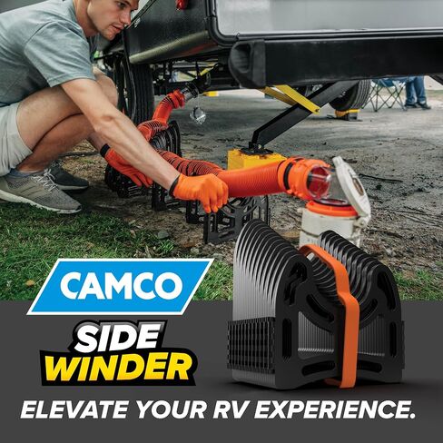 دعم خرطوم الصرف الصحي من Camco Sidewinder بطول 15 قدمًا - تصميم تلسكوبي مرن لتجنب العوائق والحوامل العميقة خرطوم الصرف الصحي الآمن من RV - جاهز للاستخدام خارج الصندوق وطيات لتخزين RV (43043) in Kuwait