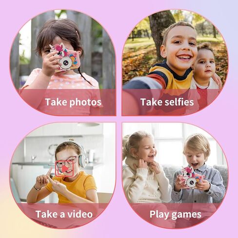 Kids Camera Toys,Digital Camera Toys,Toddler Camera with Dual Cameras 1080P HD Video,Mini Toy Camera with Silicone Cover,Christmas Birthday Gifts for 3-12 Year Old Boys Girls (Panda Pink) in Saudi Arabia