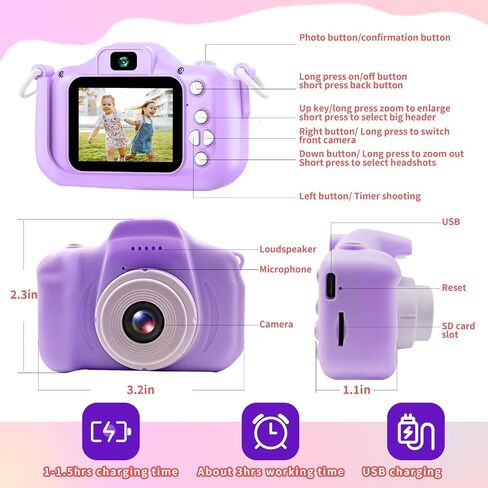 Kids Camera Toys,Digital Camera Toys,Toddler Camera with Dual Cameras 1080P HD Video,Mini Toy Camera with Silicone Cover,Christmas Birthday Gifts for 3-12 Year Old Boys Girls (Panda Pink) in Saudi Arabia