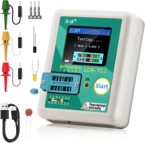 Aideepen High Precision Transistor Tester TC3 TCR-TC3 Multifunctional Graphic 160 * 128 TFT LCD Display Diode Triode Capacitance LCR ESR Meter Battery Tester in Saudi Arabia