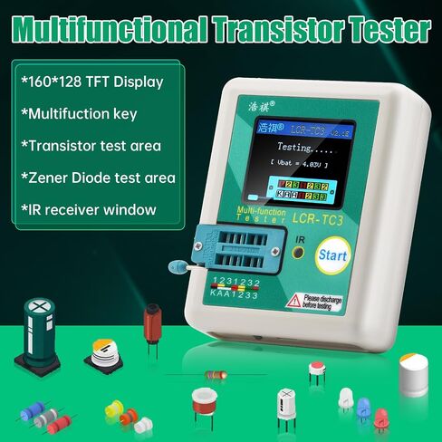 Aideepen High Precision Transistor Tester TC3 TCR-TC3 Multifunctional Graphic 160 * 128 TFT LCD Display Diode Triode Capacitance LCR ESR Meter Battery Tester in Saudi Arabia