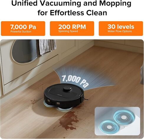 roborock Qrevo Plus Robot Vacuum and Mop with FlexiArm Design Edge Mopping, Self-Emptying, 10 mm Liftable Mops, Auto Mop Washing & Drying, Reactive Tech Obstacle Avoidance, 7,000 Pa Suction, Black in Saudi Arabia