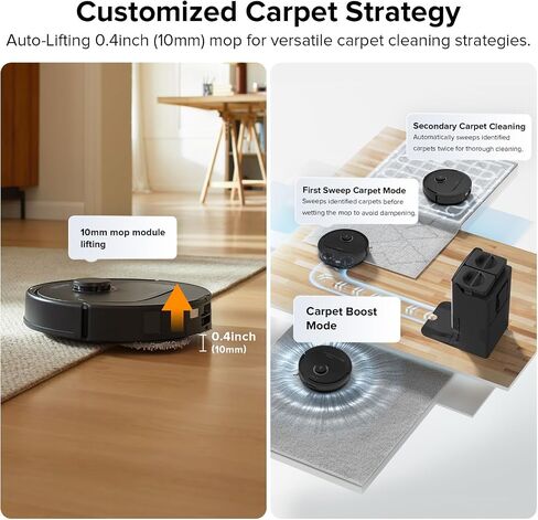 roborock Qrevo Plus Robot Vacuum and Mop with FlexiArm Design Edge Mopping, Self-Emptying, 10 mm Liftable Mops, Auto Mop Washing & Drying, Reactive Tech Obstacle Avoidance, 7,000 Pa Suction, Black in Saudi Arabia