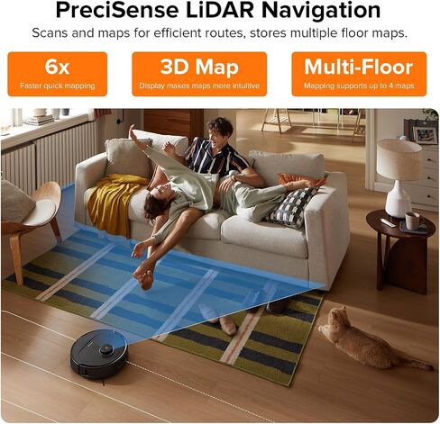 roborock Qrevo Plus Robot Vacuum and Mop with FlexiArm Design Edge Mopping, Self-Emptying, 10 mm Liftable Mops, Auto Mop Washing & Drying, Reactive Tech Obstacle Avoidance, 7,000 Pa Suction, Black in Saudi Arabia
