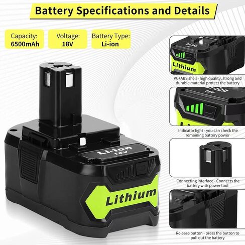 2 Pack 6.0Ah 18V Replacement Battery for Ryobi 18V Battery, Lithium-Ion Battery Compatible with Ryobi ONE+ 18V P108 P102 P103 P104 P105 P107 P109 P190 P122 in Saudi Arabia
