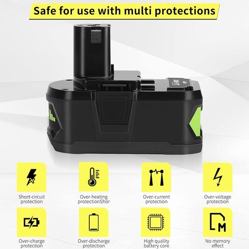 2 Pack 6.0Ah 18V Replacement Battery for Ryobi 18V Battery, Lithium-Ion Battery Compatible with Ryobi ONE+ 18V P108 P102 P103 P104 P105 P107 P109 P190 P122 in Saudi Arabia