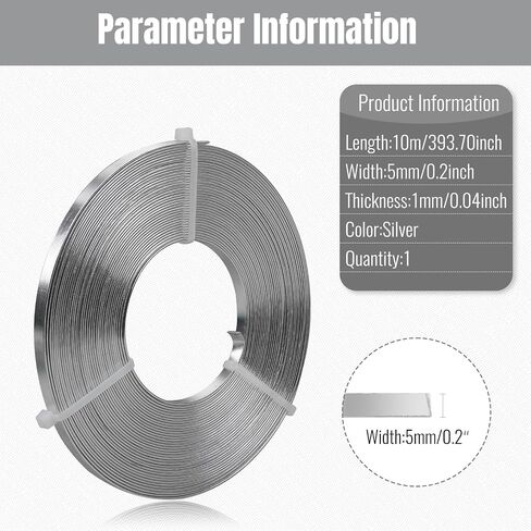 Flat Aluminum Wire - 5 x 1mm - 32.8 Feet Wide Flat Jewelry Craft Wire for Bezel, Sculpting, Armature, Jewelry Making - Silver in Saudi Arabia