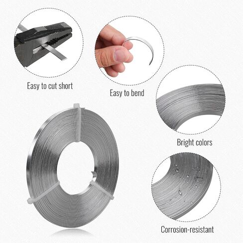 Flat Aluminum Wire - 5 x 1mm - 32.8 Feet Wide Flat Jewelry Craft Wire for Bezel, Sculpting, Armature, Jewelry Making - Silver in Saudi Arabia