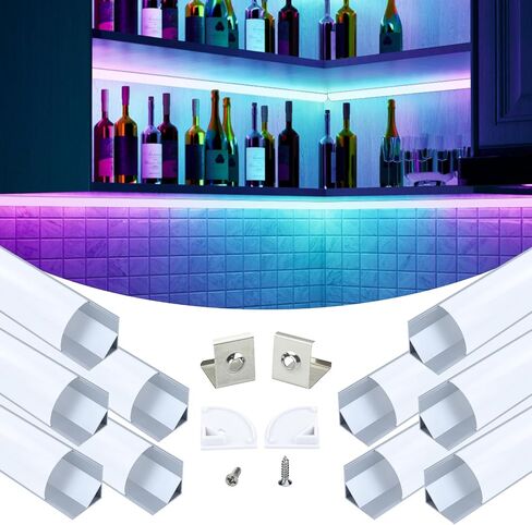 Muzata 10Pack 6.6FT/2M Plus-Size Spotless V Shape LED Channel with Milky White Cover 30x30MM Silver LED Aluminum LED Diffuser Channel LED Strip Light Diffuser V101 WW 2M in Kuwait