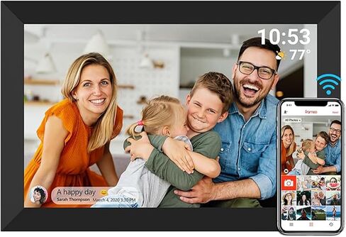 10.1 Inch Smart WiFi Digital Photo Frame 1280x800 IPS LCD Touch Screen, Auto-Rotate Portrait and Landscape, Built in 32GB Memory, Share Moments Instantly via Free App from Anywhere in Saudi Arabia