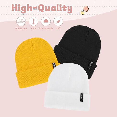 دوريو 3 قطع قبعة صغيرة للأطفال قبعة شتوية دافئة للأطفال الصغار الأولاد والبنات قبعات صغيرة متماسكة ناعمة للأطفال قبعات صغيرة in Kuwait