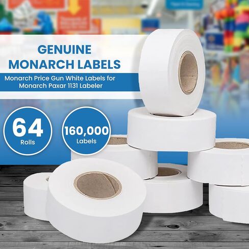 Monarch Price Gun White Labels for Monarch Paxar 1131 Labeler - Easy to Load Pricing Tag Gun Label, Fits Well with Monarch 1131 Label Maker for Smooth and Hassle-Free Labeling, (8 White Label Rolls) in Kuwait
