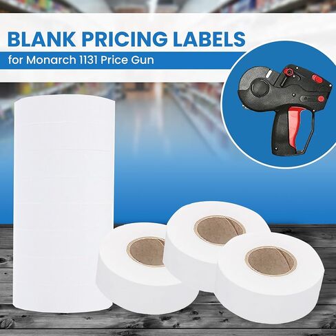 Monarch Price Gun White Labels for Monarch Paxar 1131 Labeler - Easy to Load Pricing Tag Gun Label, Fits Well with Monarch 1131 Label Maker for Smooth and Hassle-Free Labeling, (8 White Label Rolls) in Kuwait
