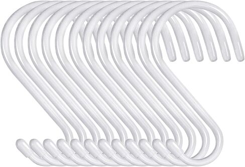 4 Inch 12 Pack S Hooks for Hanging Heavy Duty, Large S Hooks,Rubber Coated Plants Hooks for Hanging, Black Non Slip Metal S Hooks for Closet,Garden, Jeans Plants Jewelry Pot Pan Cups Towels in Kuwait