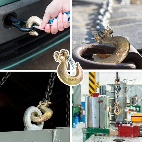 3/8" Clevis Slip Hook, G70 Tow & Winch Hooks with Safety Latch, Heavy Duty Forged Hook for Trailer, Transport, Lift & Pull, 18,000 lbs Capacity (2 Pack) in Kuwait