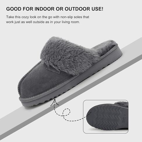 Stelle Women's Furry Platform Comfy Slippers Winter Fluffy Cozy Plush Home Shoes Indoor Outdoor in Kuwait