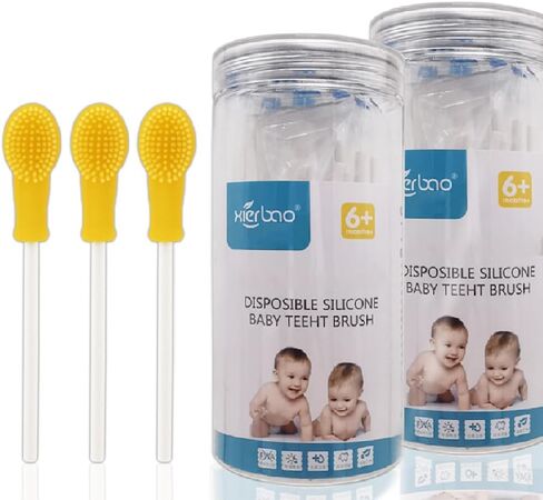 Baby Tongue Cleaner Newborn Toothbrush - 15 Pcs Disposable Silicone Infant Oral Cleaner for Tongs, Gum, Toddler Cleaning Teeth Brush for Milk Build Up, Thrush Mouth Treatment 0-36 Months Must Haves in Saudi Arabia