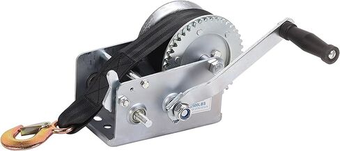 Hand Winch Boat Trailer Winch 2500lbs Heavy Duty Hook with 23ft Black Polyester Strap, Two Way Ratchet Portable Manual Winch for Trailers ATV UTV Boat Marine in Saudi Arabia
