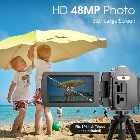 Digital Camcorder Video Camera 4K for Students Teens Beginner, 4K 60FPS Video Recorder 48MP Photo Video Camera Kit with Extral Mic, Remote, Memory Card in Saudi Arabia