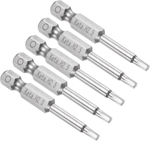 Magnetic Hexagon Bits, H2 Head 1/4" Hex Shank 2" Length, S2 Steel 5 Point Tamper Proof Hex Screwdriver Bits - (Applications: for Electric Screwdrivers), 5-Pieces in Saudi Arabia