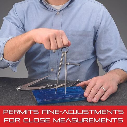 مقسم Starrett Carpenters بأرجل فولاذية مصقولة ومصقولة للغاية، ونقطة قابلة للتعديل وجوز ضبط رباعي - حجم وسعة 6 بوصات - 92-6 in Kuwait