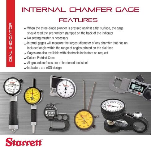 مؤشر قرص القراءة Starrett بوصة مقياس الشطب الداخلي - قياس دقيق للثقوب المشطوفة - نطاق 0-1 بوصة، تخرج 001 بوصة، زاوية 0-90 - 683-3Z in Kuwait