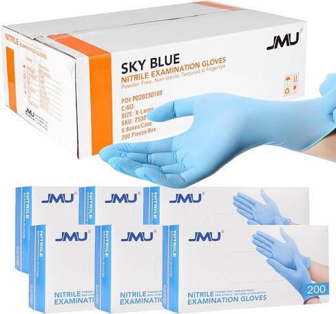 JMU 200 Medical Nitrile Gloves Medium, 3.5 Mil Nitrile Exam Gloves Disposable Latex-Free, Blue in Saudi Arabia